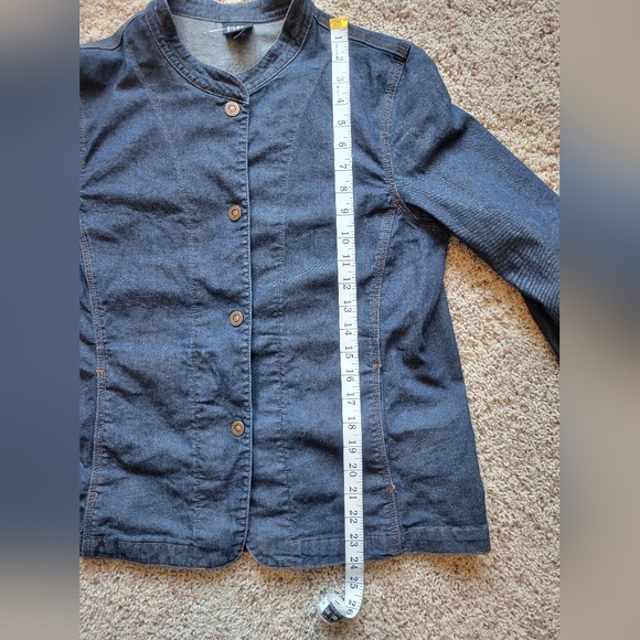 Eileen Fisher snap front stretch denim jean jacket medium - Picture 10 of 10